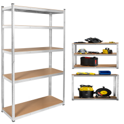 Rebel Regał Metalowy Magazynowy 205X120X45 Srebrny Rebel [[