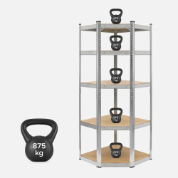 Rebel Regał Metalowy Magazynowy Narożny 180X40X70 Srebrny Rebel [[