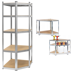 Rebel Regał Metalowy Magazynowy Narożny 180X40X70 Srebrny Rebel [[