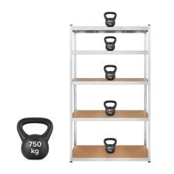 Rebel Regał Metalowy Magazynowy 205X120X45 Srebrny Rebel [[