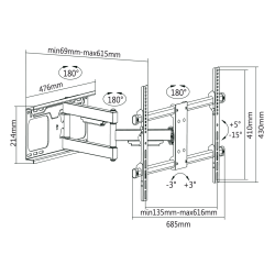 Krüger&Matz Uchwyt Do Ściany Kruger&Matz Do Led Tv 37-70 Cali  (Regulacja W Pionie I W Poziomie) [[