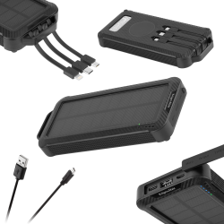 Krüger&Matz Powerbank Solarny Kruger&Matz 10000Mah Li-Ion Z 3 Końcówkami [[