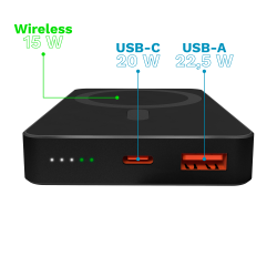 Krüger&Matz Powerbank Indukcyjny Kruger&Matz 10000 Mah Mag Safe Czarny [[