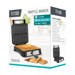 Teesa Gofrownica Teesa , 4 Gofry, 1600W, Inox , Regulacja Mocy [[