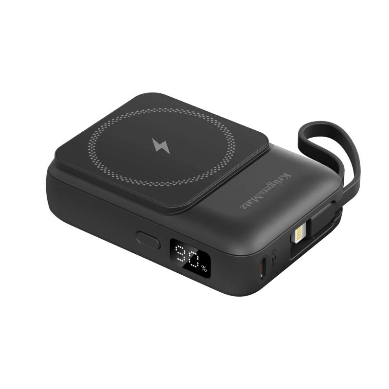 Krüger&Matz Powerbank Indukcyjny Kruger&Matz 10000 Mah Mag Safe Z Kablem Czarny [[