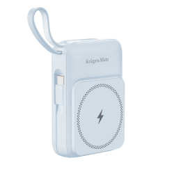 Krüger&Matz Powerbank Indukcyjny Kruger&Matz 10000 Mah Mag Safe Z Kablem Niebieski [[