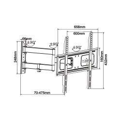 Cabletech Uchwyt Do Ściany Czarny Upa36-463 37 - 70 Cali Regulacja W Pionie I W Poziomie [[