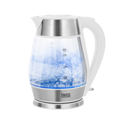 Teesa Czajnik Elektryczny Teesa, Szklany + Inox, 2200 W, Biały, 1,7 L [[