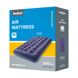 Rebel Materac Dmuchany Jednoosobowy Do Spania + Pompka , 186 X 96 X 22 Cm [[