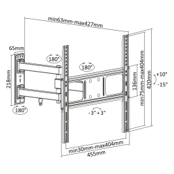 Krüger&Matz Uchwyt Do Ściany Kruger&Matz Do Led Tv 32-55 Cali  Czarny (Regulacja W Pionie I W Poziomie) [[