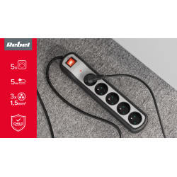 Rebel Listwa Zasilająca Rebel 5 Gniazd Z Przełącznikiem (5M, 3X1,5Mm) [[