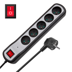 Rebel Listwa Zasilająca Rebel 5 Gniazd Z Przełącznikiem (5M, 3X1,5Mm) [[